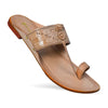 Brown sandal with detailed design on a white background