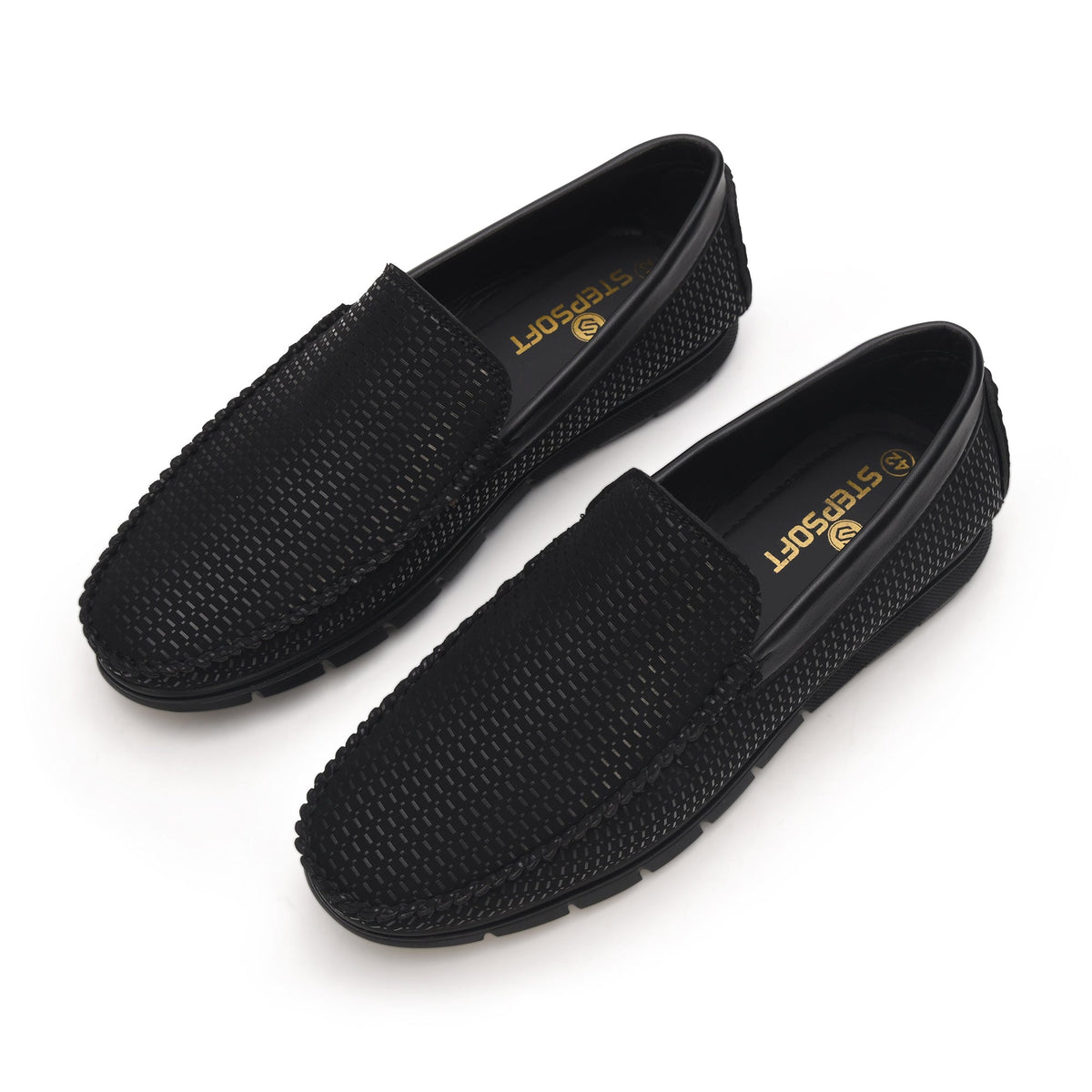 Textured Faux Leather Moccasin Loafers Men