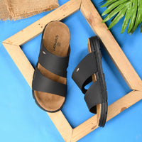 Dual Strap Vegan Leather Comfort Slippers