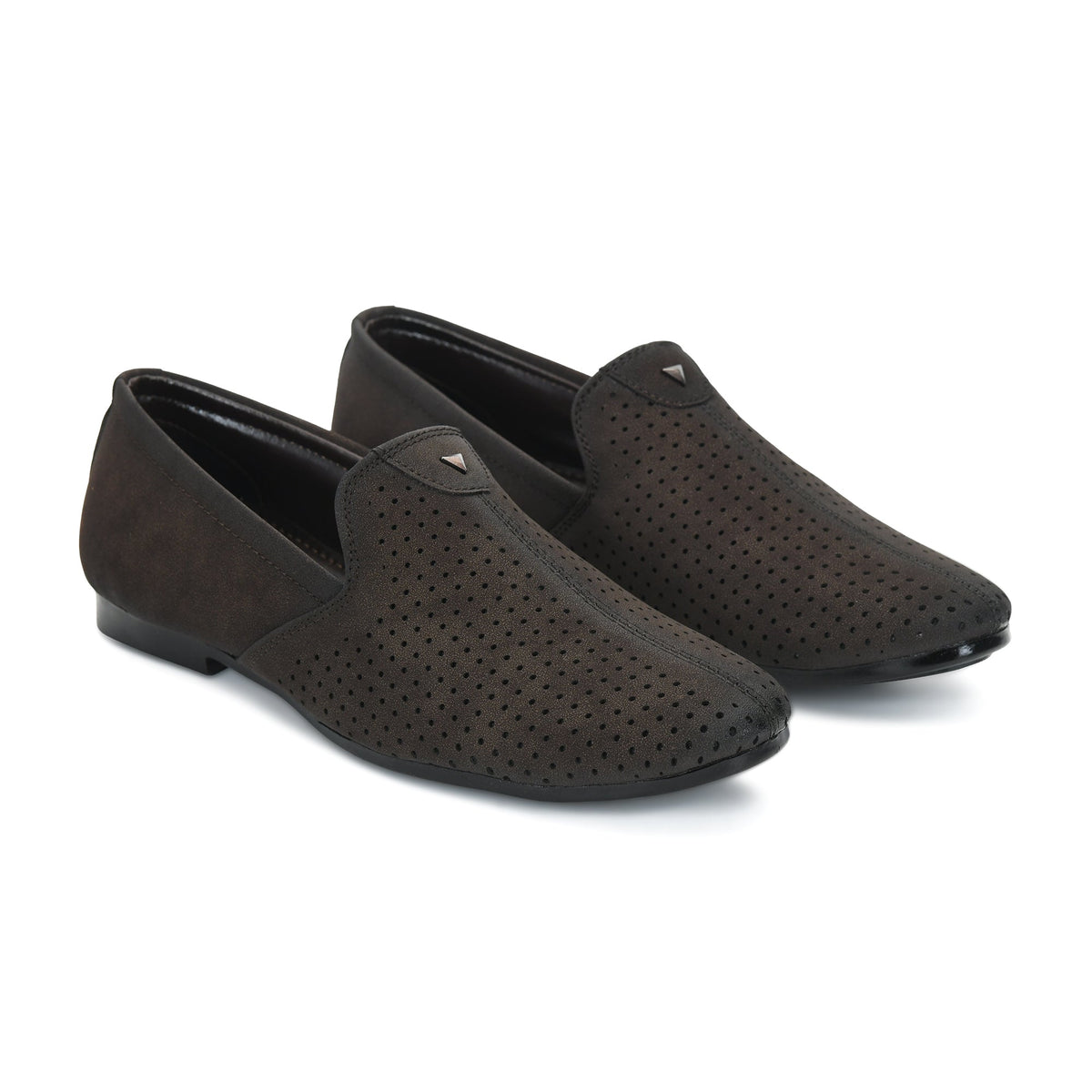 Suede Perforated Slip-On Juttis for Men
