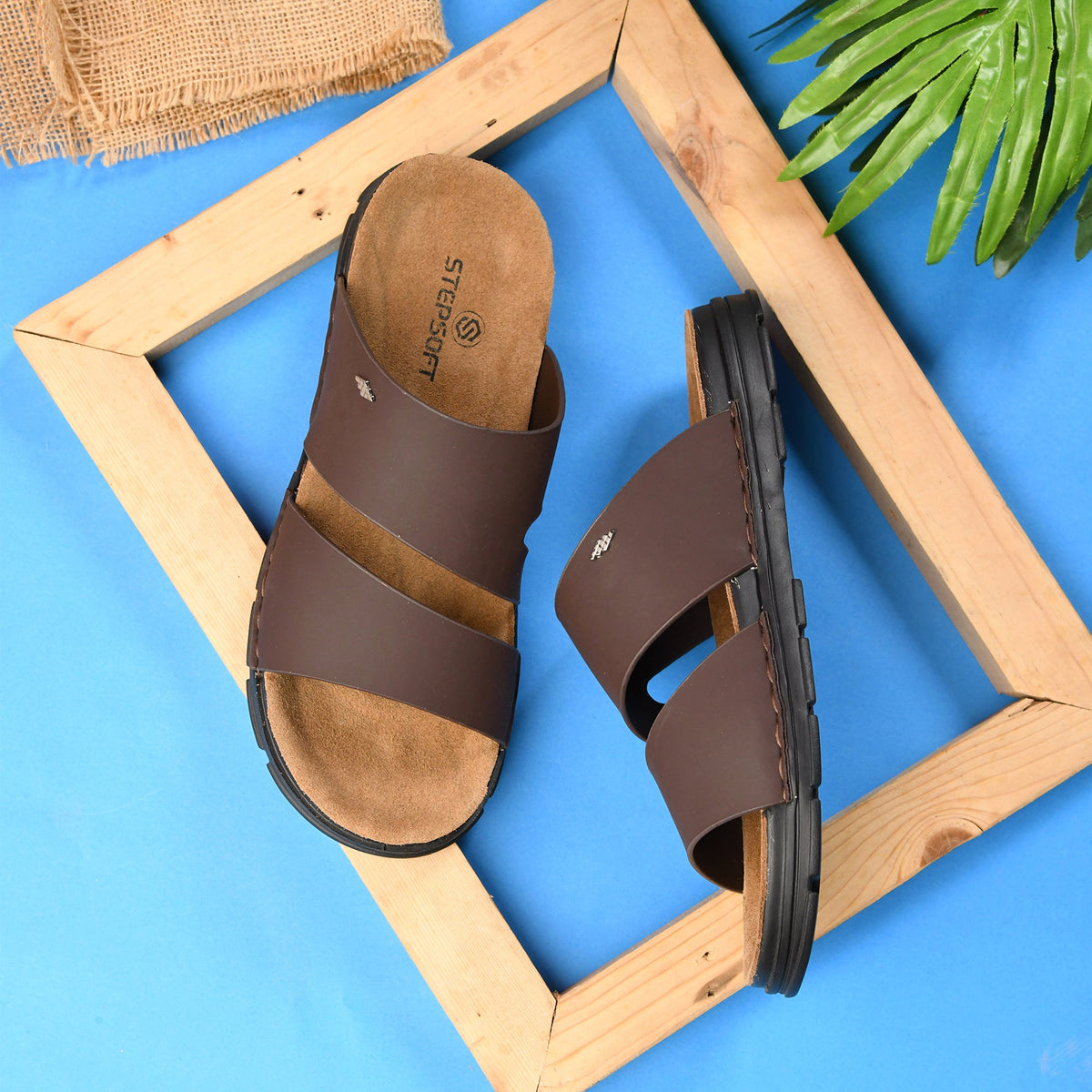 Dual Strap Vegan Leather Comfort Slippers
