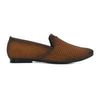 Suede Perforated Slip-On Juttis for Men