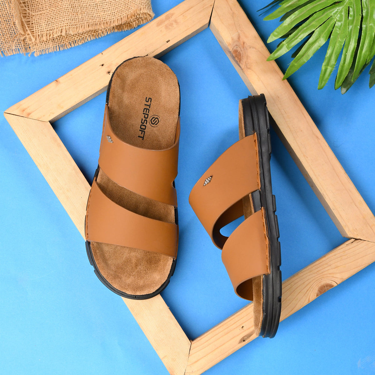 Dual Strap Vegan Leather Comfort Slippers