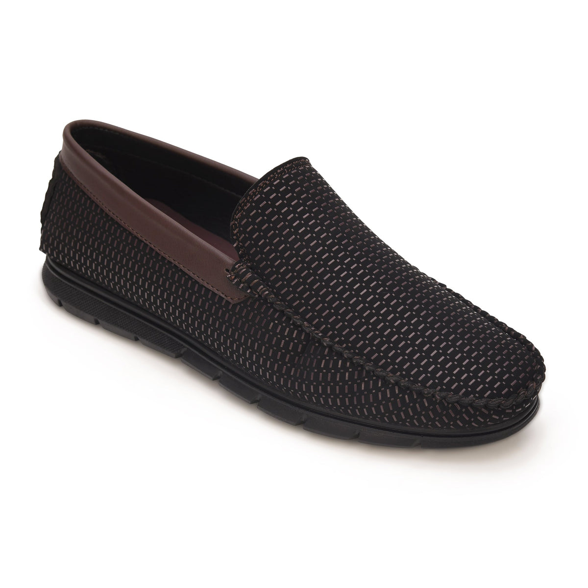 Textured Faux Leather Moccasin Loafers Men