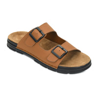 Vegan Leather Buckle Strap Slippers Men