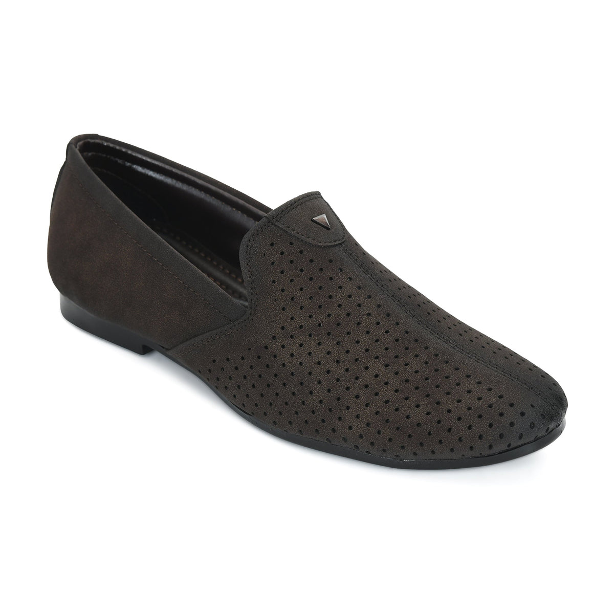 Suede Perforated Slip-On Juttis for Men