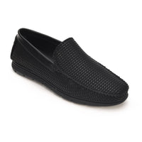 Textured Faux Leather Moccasin Loafers Men
