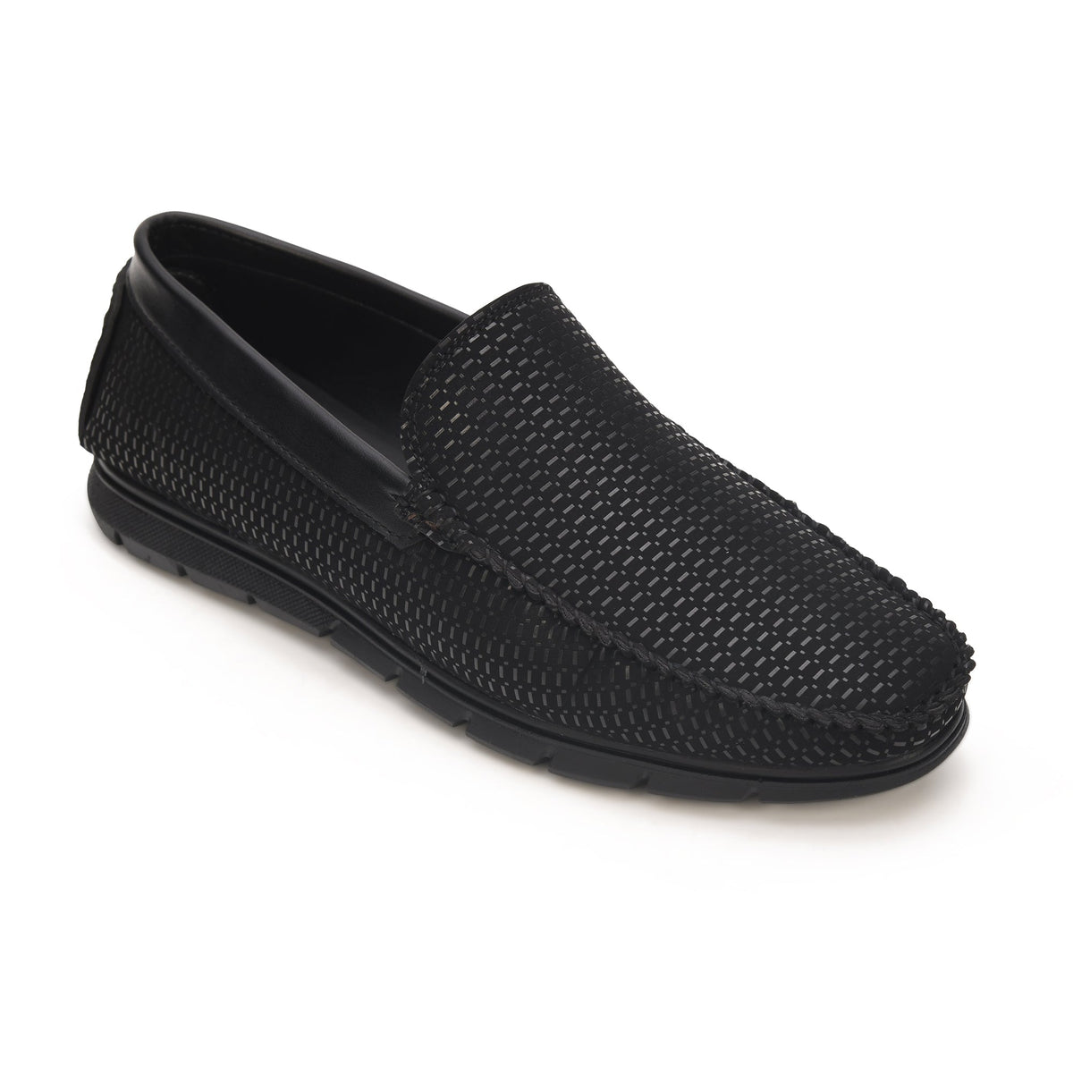 Textured Faux Leather Moccasin Loafers Men