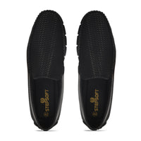 Textured Faux Leather Moccasin Loafers Men
