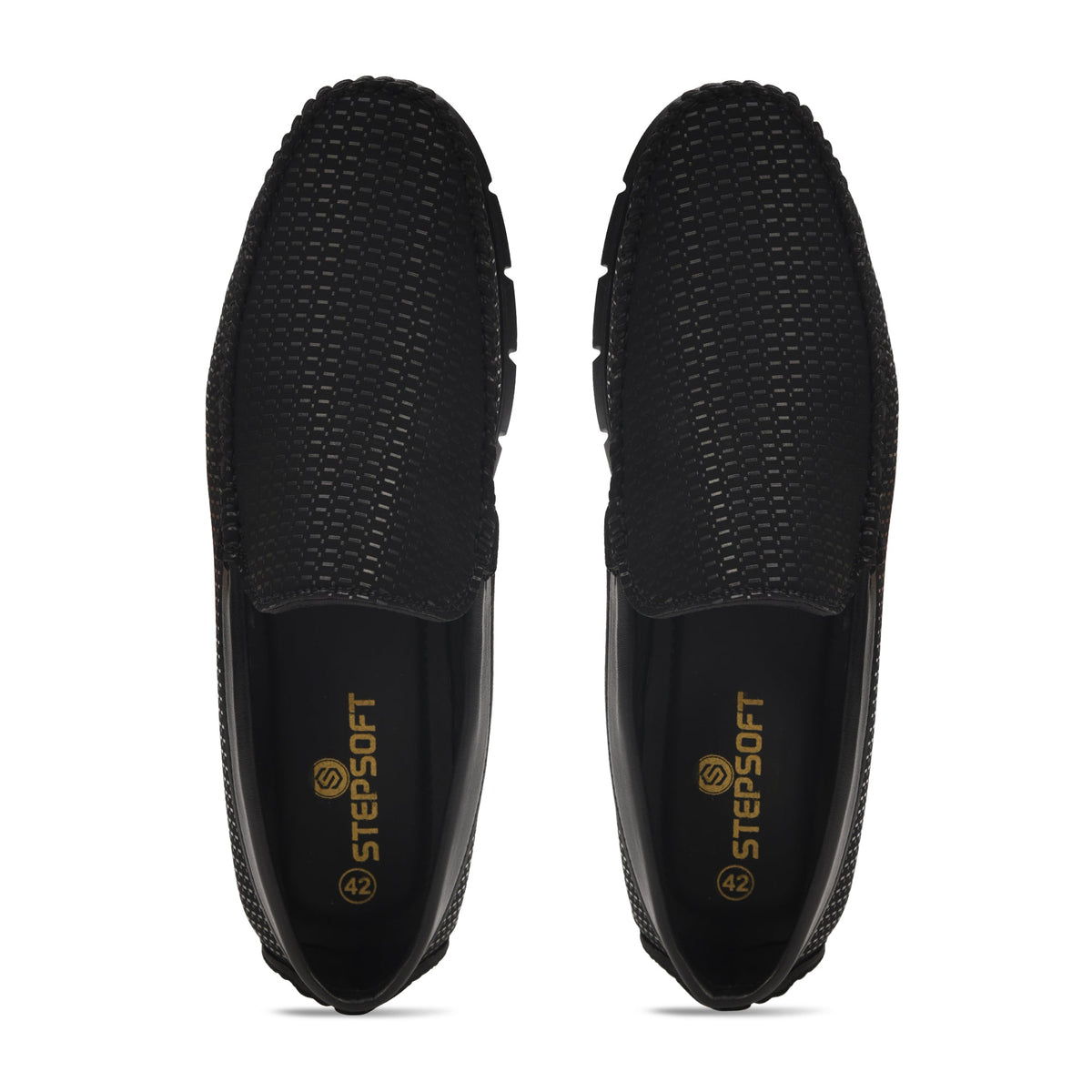 Textured Faux Leather Moccasin Loafers Men