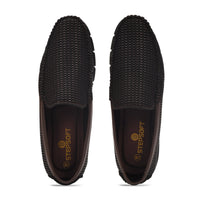 Textured Faux Leather Moccasin Loafers Men