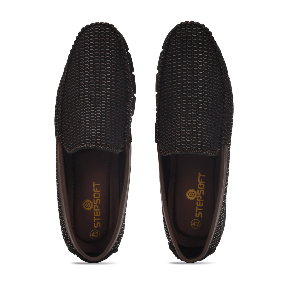 Textured Faux Leather Moccasin Loafers Men