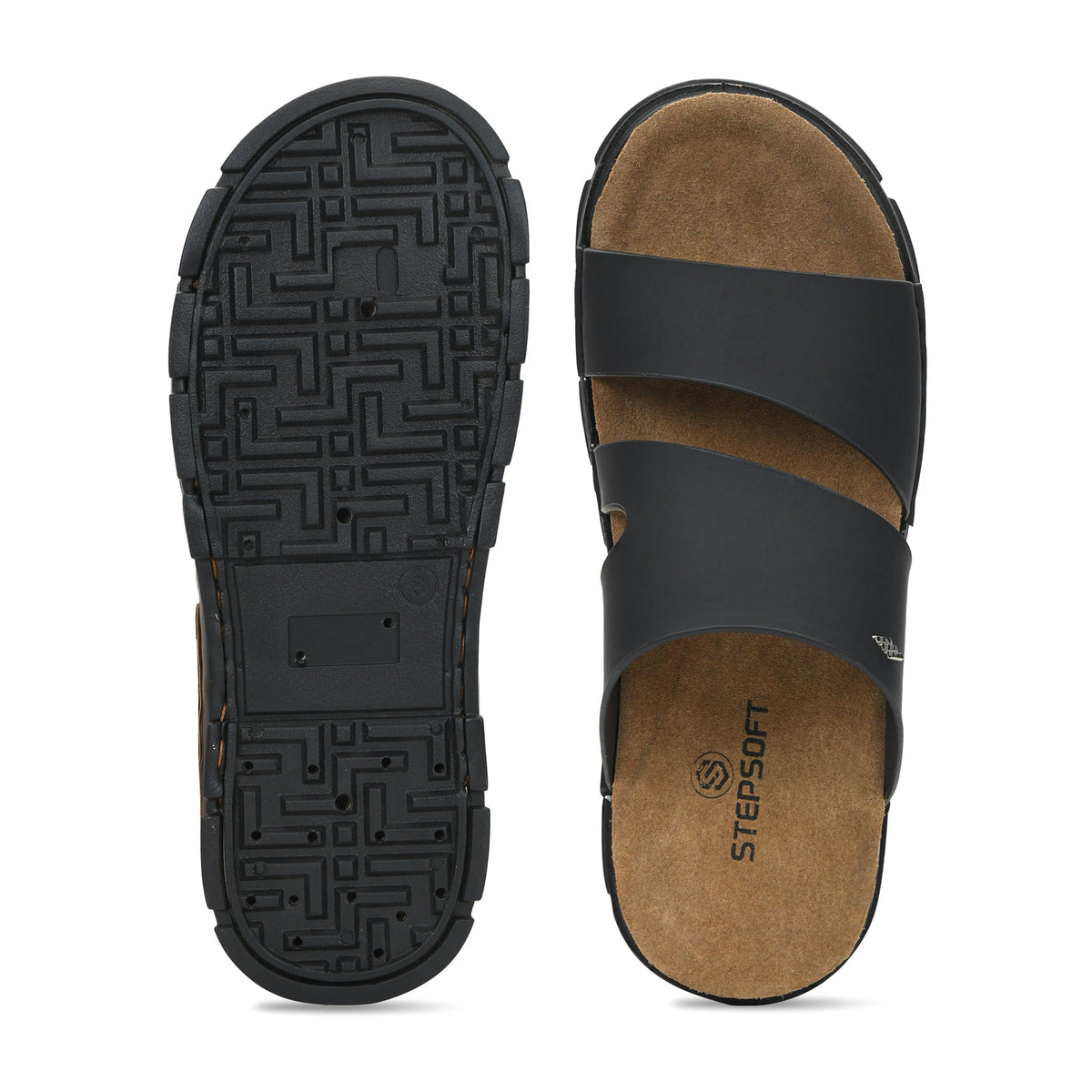 Dual Strap Vegan Leather Comfort Slippers