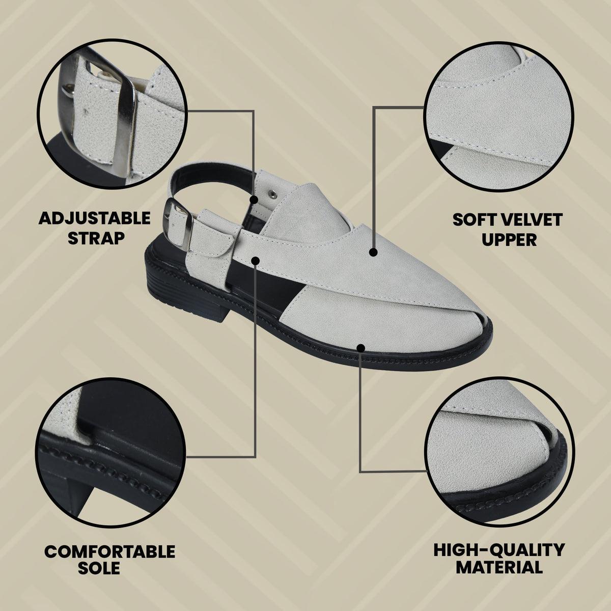 Suede Peshawari Closed-Toe Sandals Men