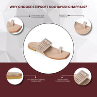 Promotional image of Stepsoft Kolhapuri Chappals with features highlighted.