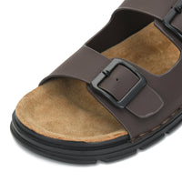 Vegan Leather Buckle Strap Slippers Men