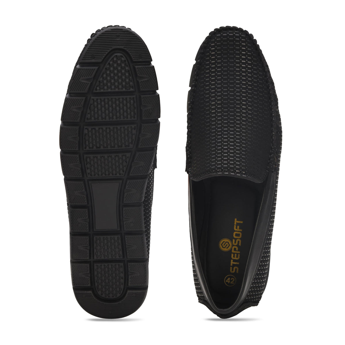 Textured Faux Leather Moccasin Loafers Men