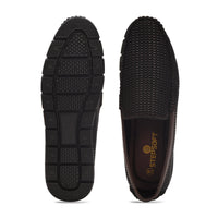 Textured Faux Leather Moccasin Loafers Men