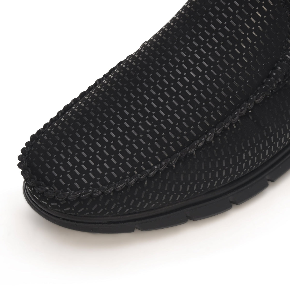 Textured Faux Leather Moccasin Loafers Men