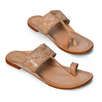 Embossed Pure Leather Kolhapuri Chappals
