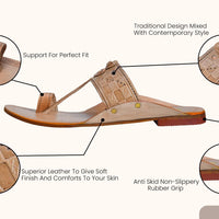 Embossed Pure Leather Kolhapuri Chappals