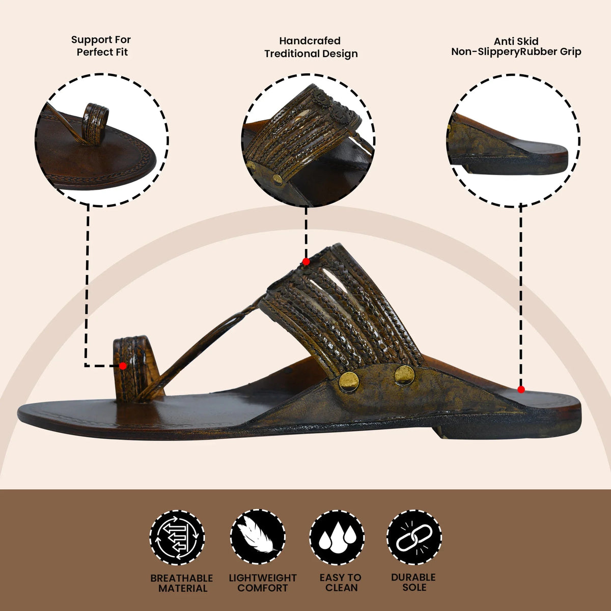 Handcrafted Pure Leather Kolhapuri Chappals