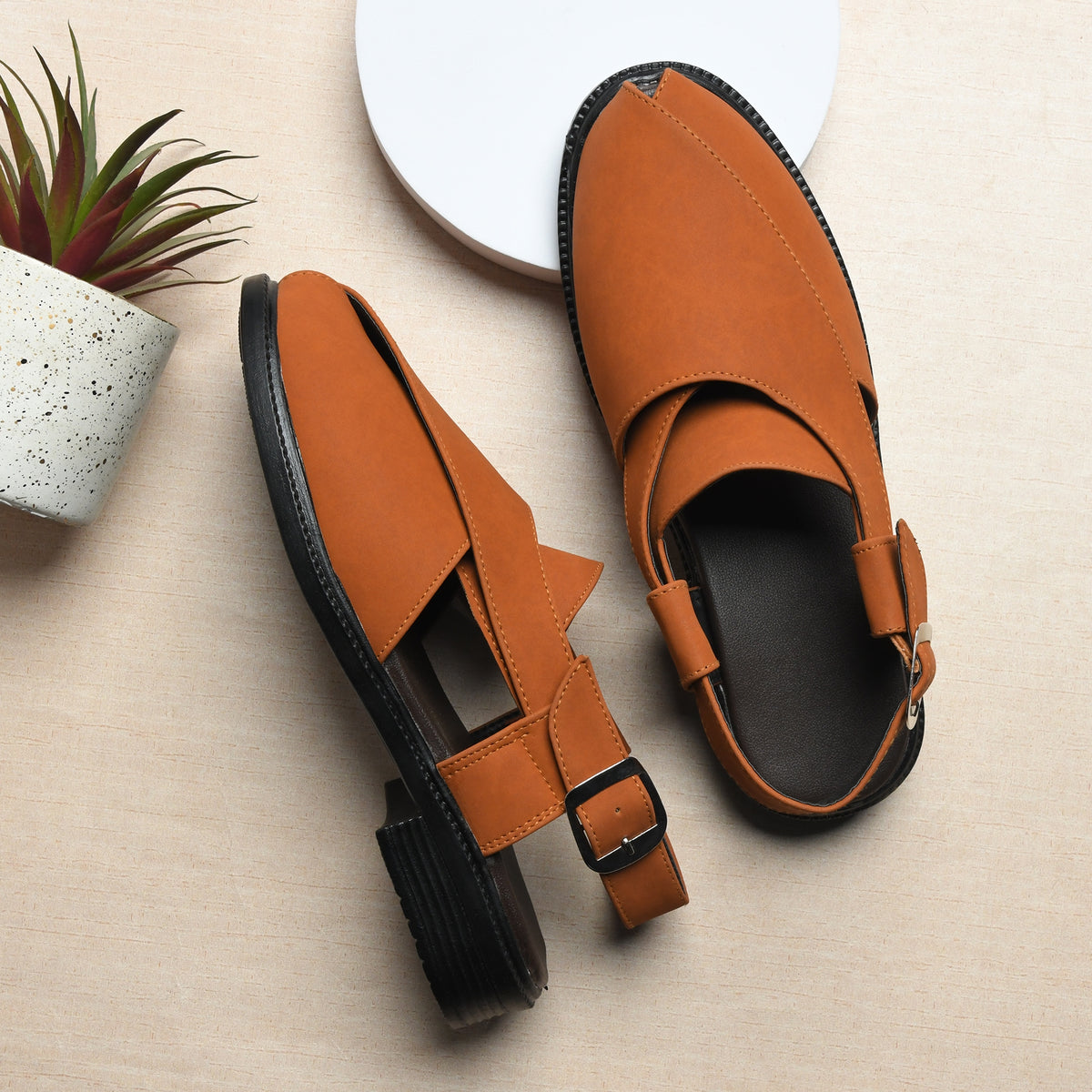 Suede Peshawari Closed-Toe Sandals Men