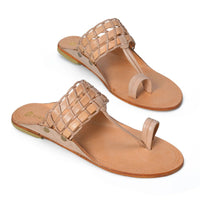 Woven Pure Leather Kolhapuri Chappals