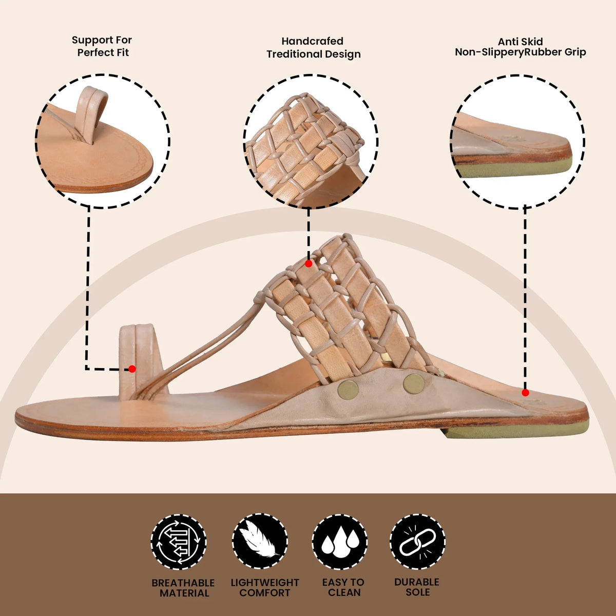 Woven Pure Leather Kolhapuri Chappals