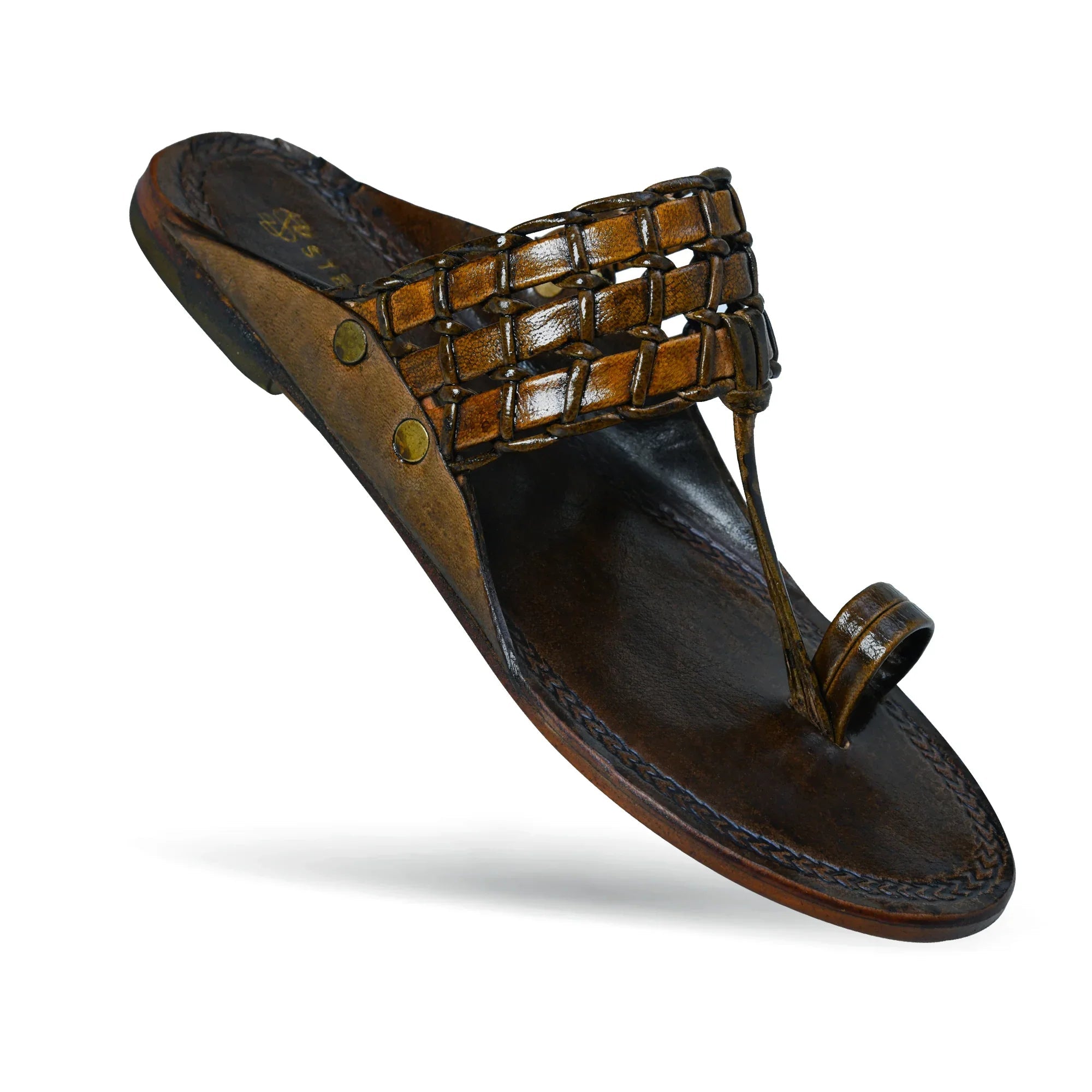 Woven Pure Leather Kolhapuri Chappals