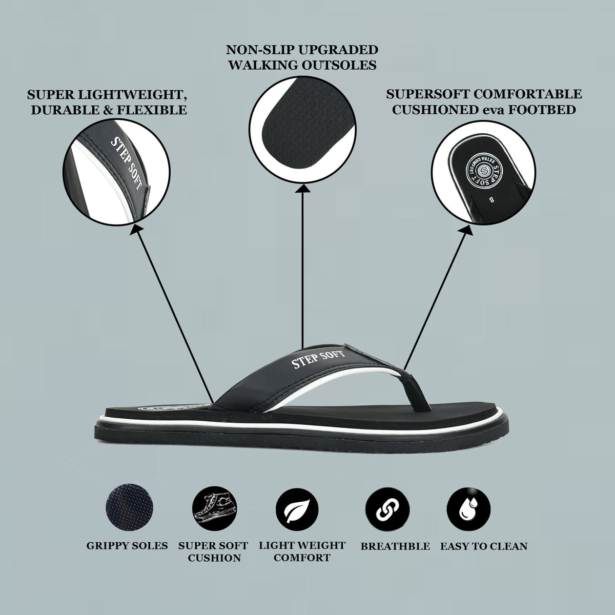 EVA V-Shape Anti-Skid Flip Flops for Men