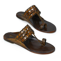 Woven Pure Leather Kolhapuri Chappals