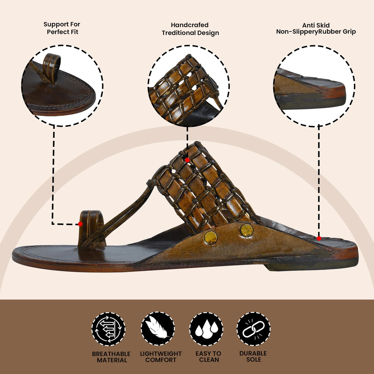 Woven Pure Leather Kolhapuri Chappals