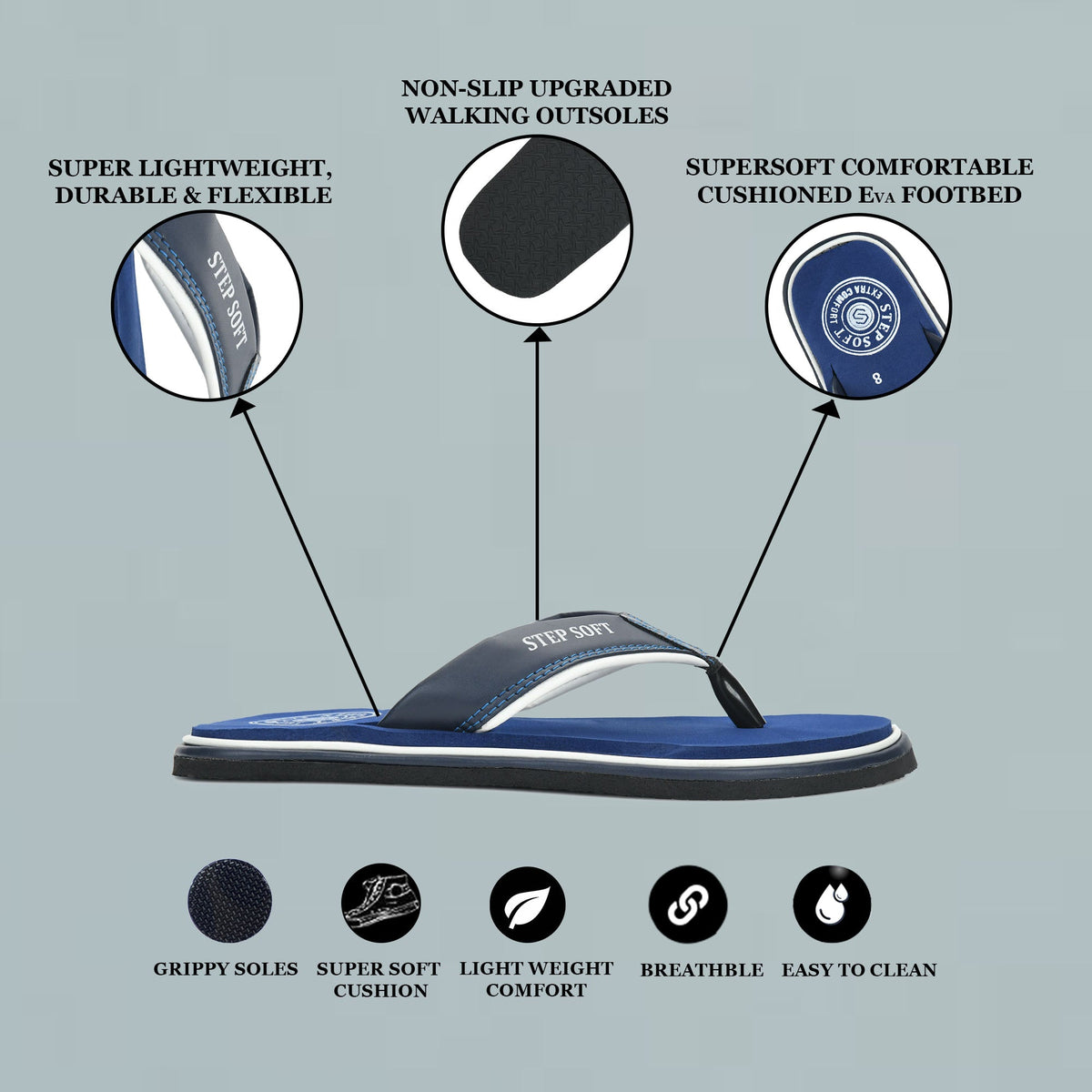 EVA V-Shape Anti-Skid Flip Flops for Men