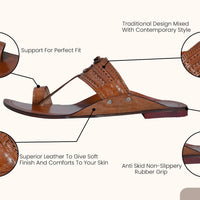 Embossed Pure Leather Kolhapuri Chappals