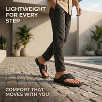 Leather V-Strap Cushioned Slippers for Men