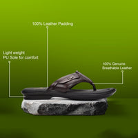 Leather V-Strap Cushioned Slippers for Men