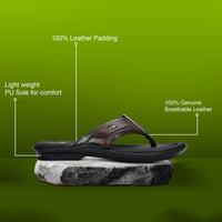 Leather V-Strap Cushioned Slippers for Men