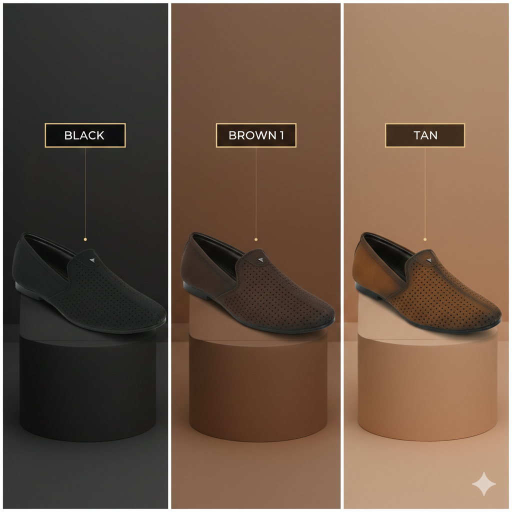 Suede Perforated Slip-On Juttis for Men