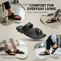 Leather Toe Ring Memory Cushion Slippers Men