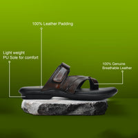 Leather Toe Ring Memory Cushion Slippers Men