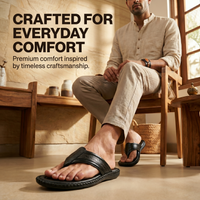Handcrafted Leather V-Shape Slippers Men