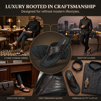 Handcrafted Leather V-Shape Slippers Men