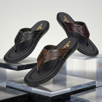 Handcrafted Leather V-Shape Slippers Men