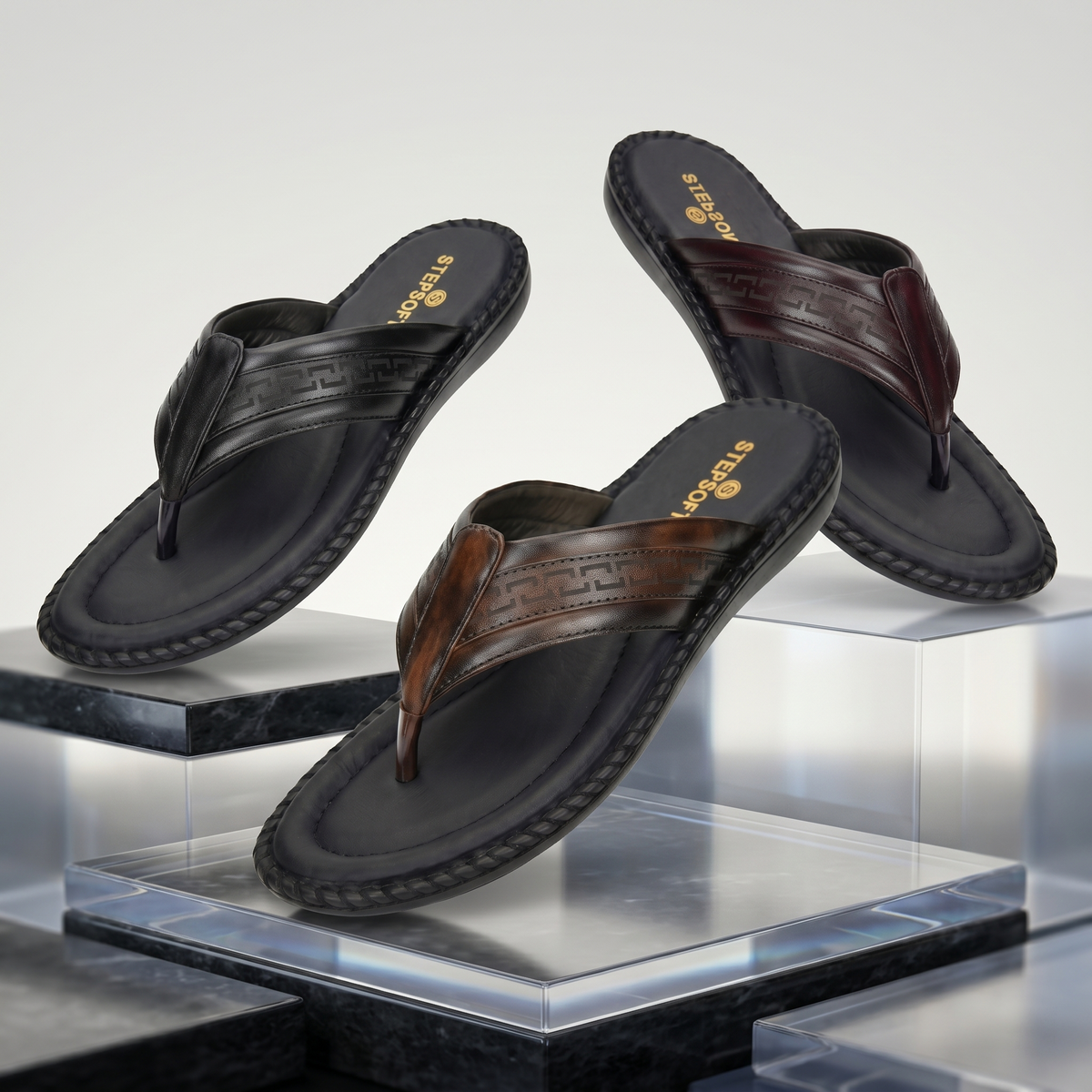 Handcrafted Leather V-Shape Slippers Men