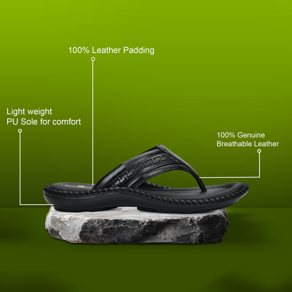 Handcrafted Leather V-Shape Slippers Men