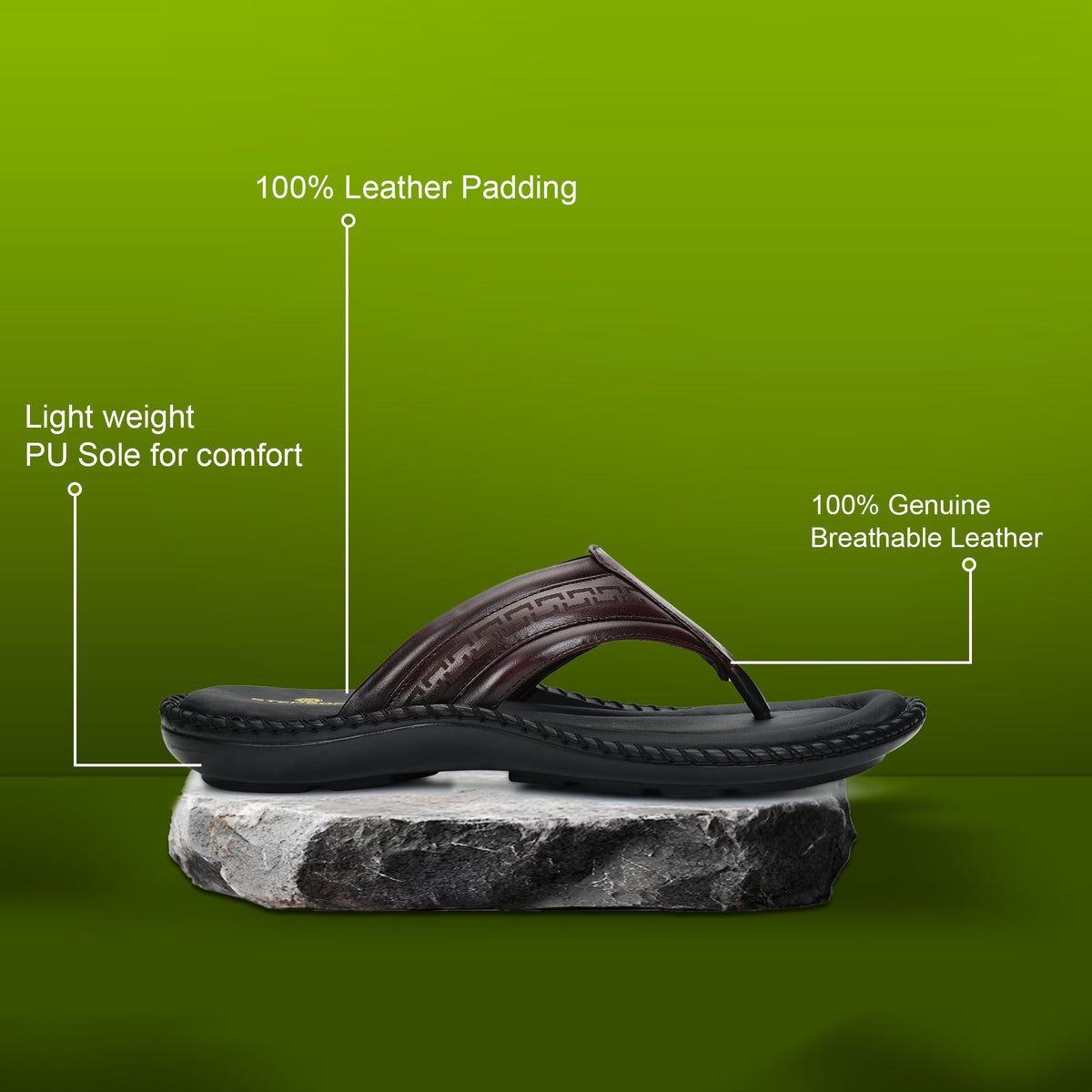 Handcrafted Leather V-Shape Slippers Men