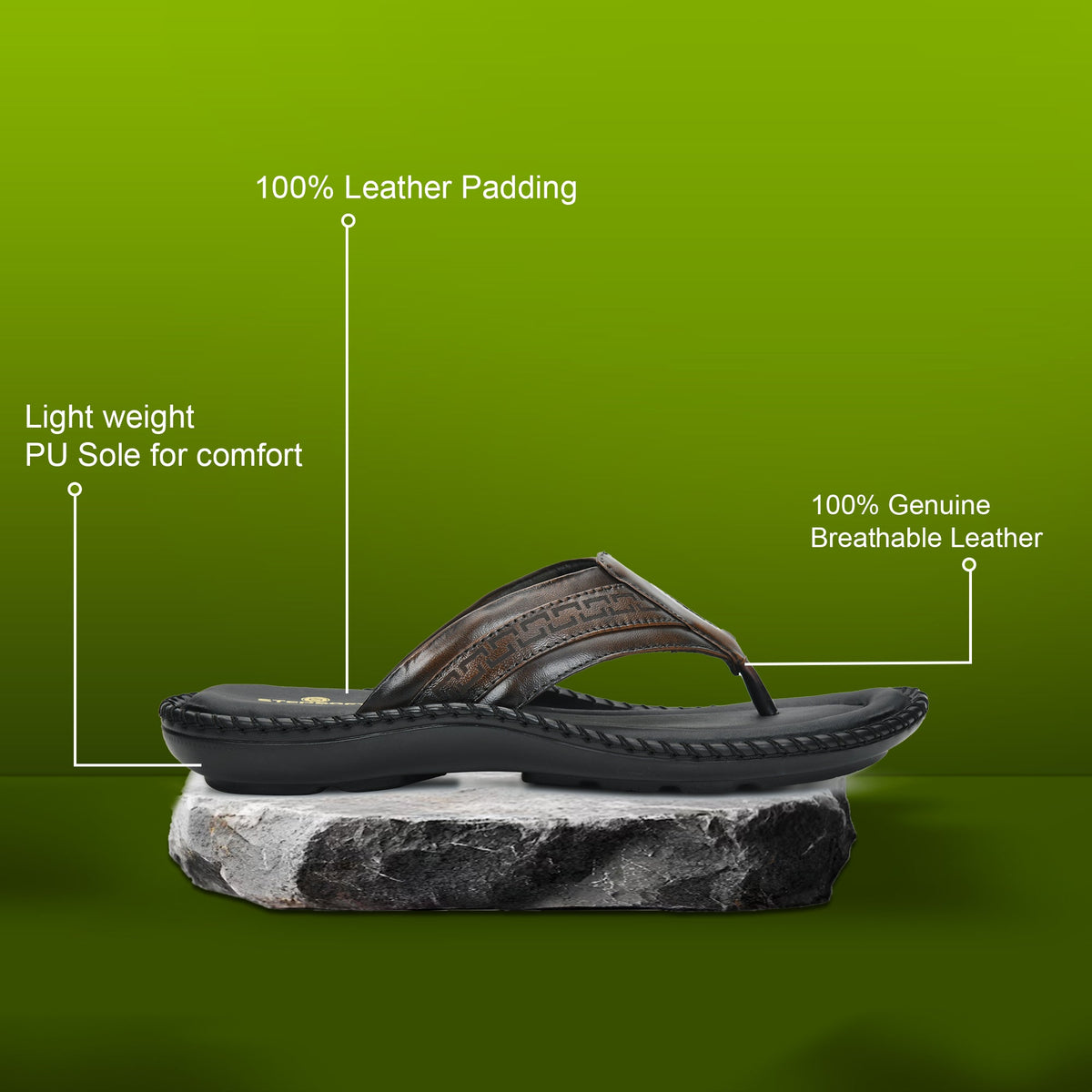 Handcrafted Leather V-Shape Slippers Men