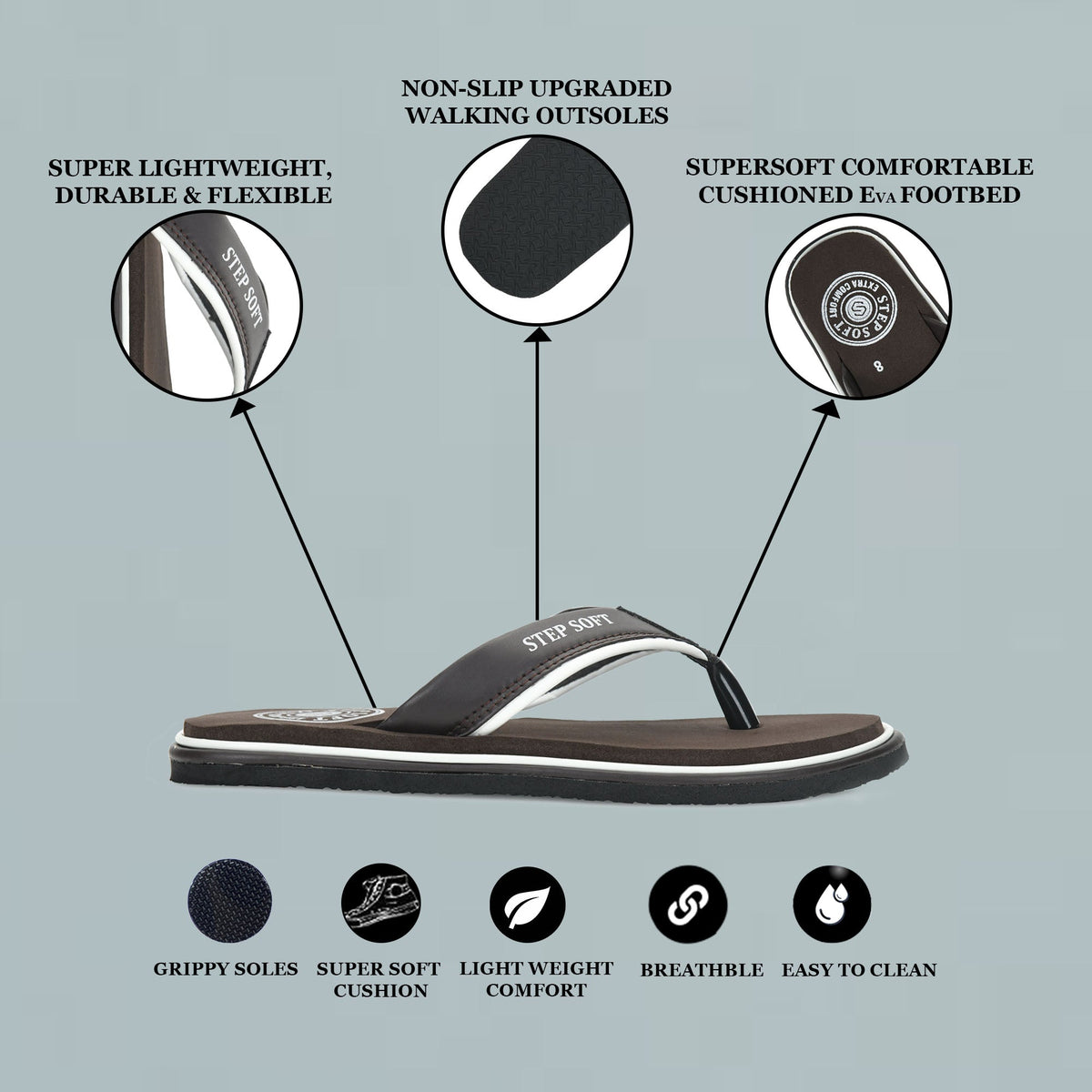EVA V-Shape Anti-Skid Flip Flops for Men