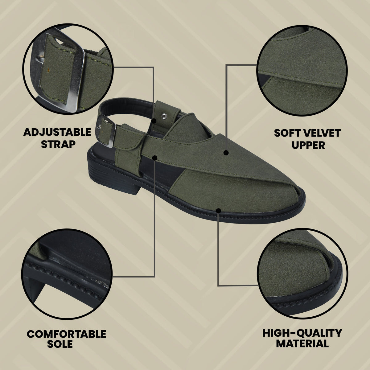 Suede Peshawari Closed-Toe Sandals Men
